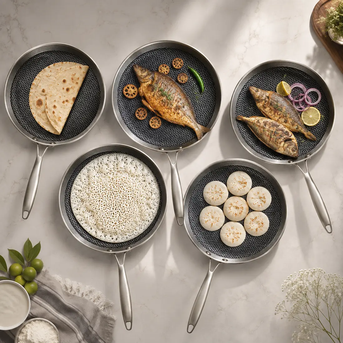 SUS 316 Honeycomb Frypan Tawa