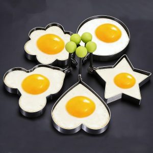 5Pcs Stainless Steel Eggs Rings Mold With Handle,Round Non-stick Pancake Omelette Mold For Griddle,Egg Shaper Home Kitchen Items