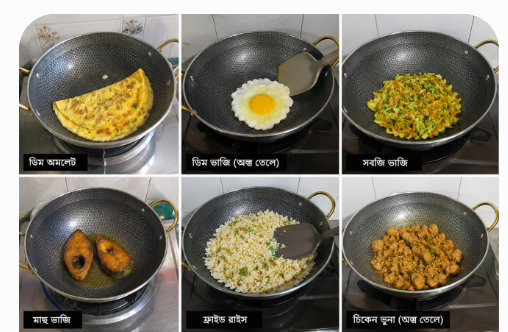 Premium Stainless Steel Honeycomb Non-Stick Wok / Kadhai with Golden Handles
