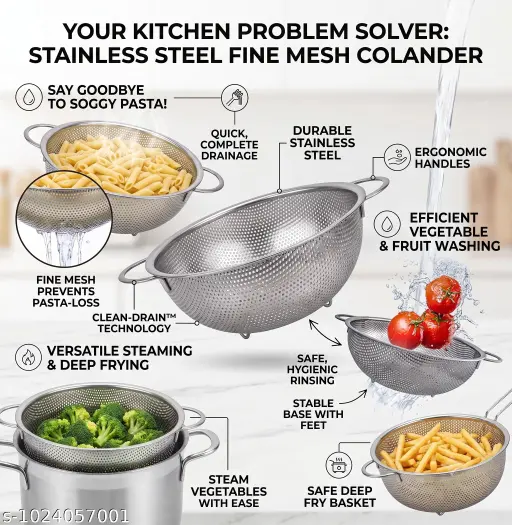 remium Stainless Steel Mesh Colander / Strainer Basket